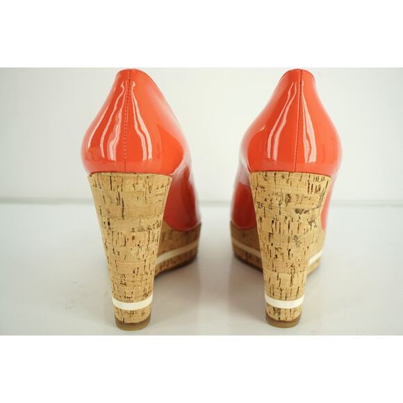 Prada Pink Patent Platform Wedge Heel Espadrille Peep Pumps - Picture 6 of 12